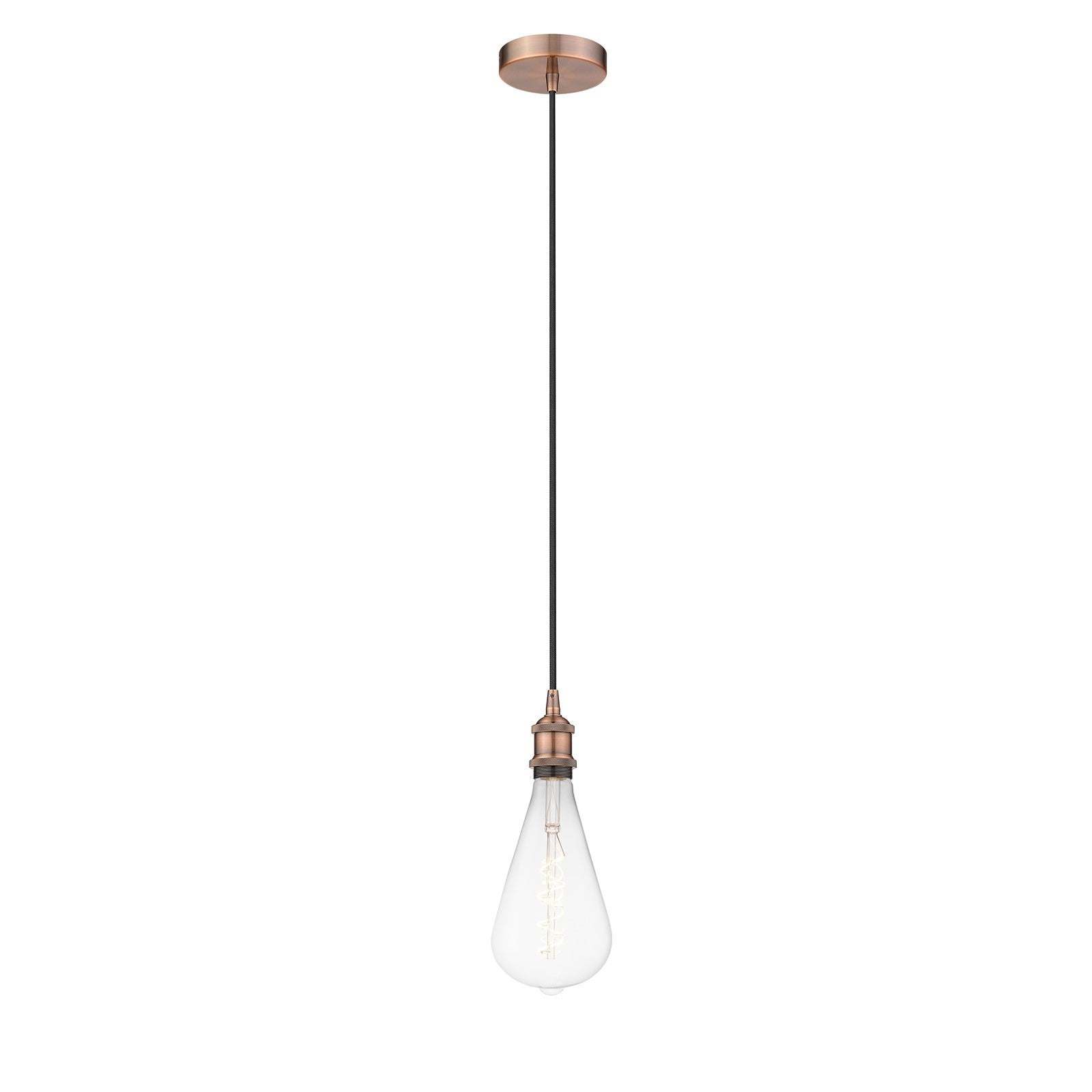 Innovations Edison 6.25in 1-Light Mini Pendant | Industrial Antique Copper Steel | Kitchen Island & Dining Room | 6.25 x 6.25 x | Model 616-1P-AC-BB125LED