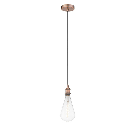 Innovations Edison 6.25in 1-Light Mini Pendant | Industrial Antique Copper Steel | Kitchen Island & Dining Room | 6.25 x 6.25 x | Model 616-1P-AC-BB125LED