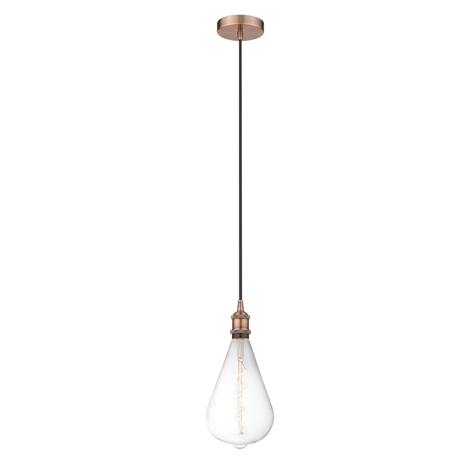 Innovations Edison 6.5in 1-Light Mini Pendant | Industrial Farmhouse Antique Copper Steel and Antique Copper Metal | Kitchen | Model 616-1P-AC-BB164LED