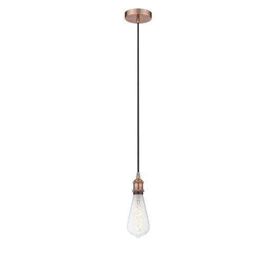 Innovations Edison 1-Light Mini Pendant | Industrial Farmhouse Antique Copper Steel and Antique Copper Metal | Kitchen Island & | Model 616-1P-AC-BB95LED