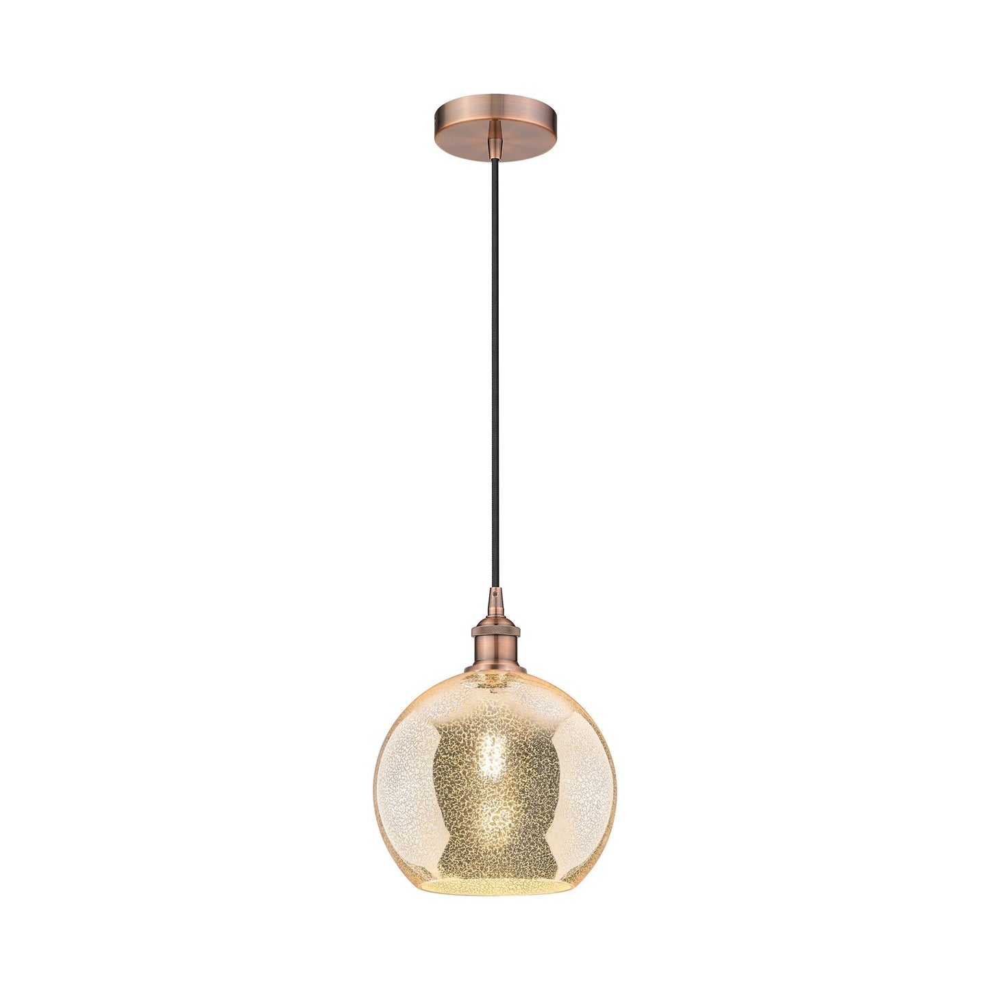 Innovations Athens 10in 1-Light Mini Pendant | Industrial Antique Copper Steel and Mercury Glass | Kitchen Island & Dining Room | Model 616-1P-AC-G128-10