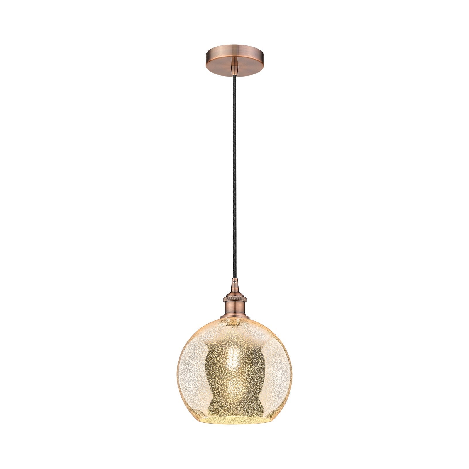 Innovations Athens 10in 1-Light Mini Pendant | Industrial Antique Copper Steel and Mercury Glass | Kitchen Island & Dining Room | Model 616-1P-AC-G128-10