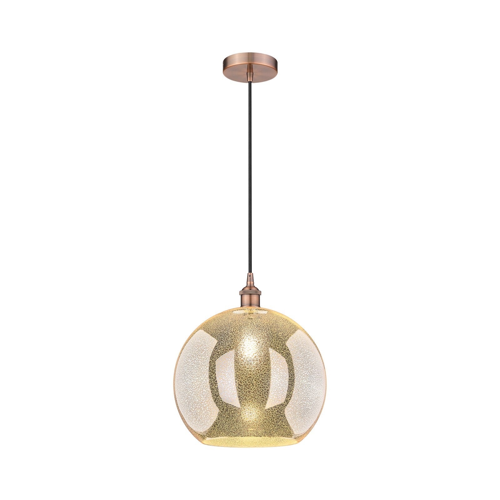 Innovations Athens 14in 1-Light Pendant | Industrial Antique Copper Steel and Mercury Glass | Kitchen Island & Dining Room | Model 616-1P-AC-G128-14