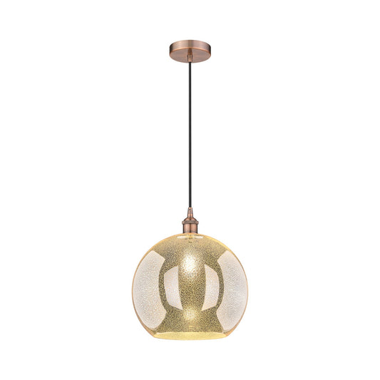 Innovations Athens 14in 1-Light Pendant | Industrial Antique Copper Steel and Mercury Glass | Kitchen Island & Dining Room | Model 616-1P-AC-G128-14