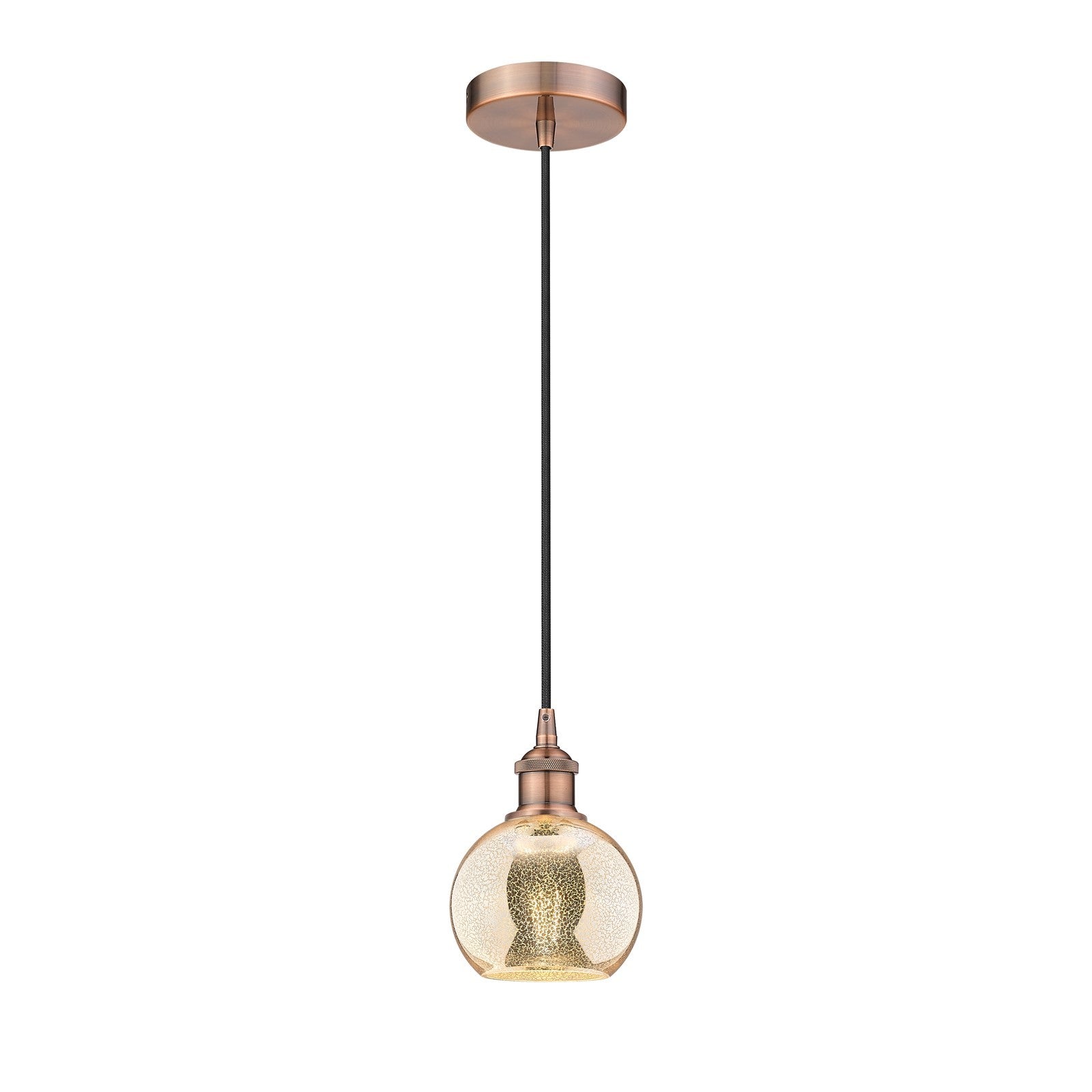 Innovations Athens 6in 1-Light Mini Pendant | Industrial Antique Copper and Mercury Glass | Kitchen Island & Dining Room | 5.88 x | Model 616-1P-AC-G128-6