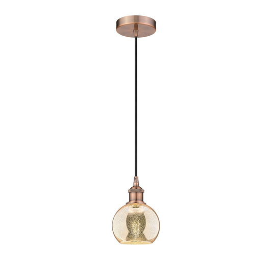 Innovations Athens 6in 1-Light Mini Pendant | Industrial Antique Copper and Mercury Glass | Kitchen Island & Dining Room | 5.88 x | Model 616-1P-AC-G128-6