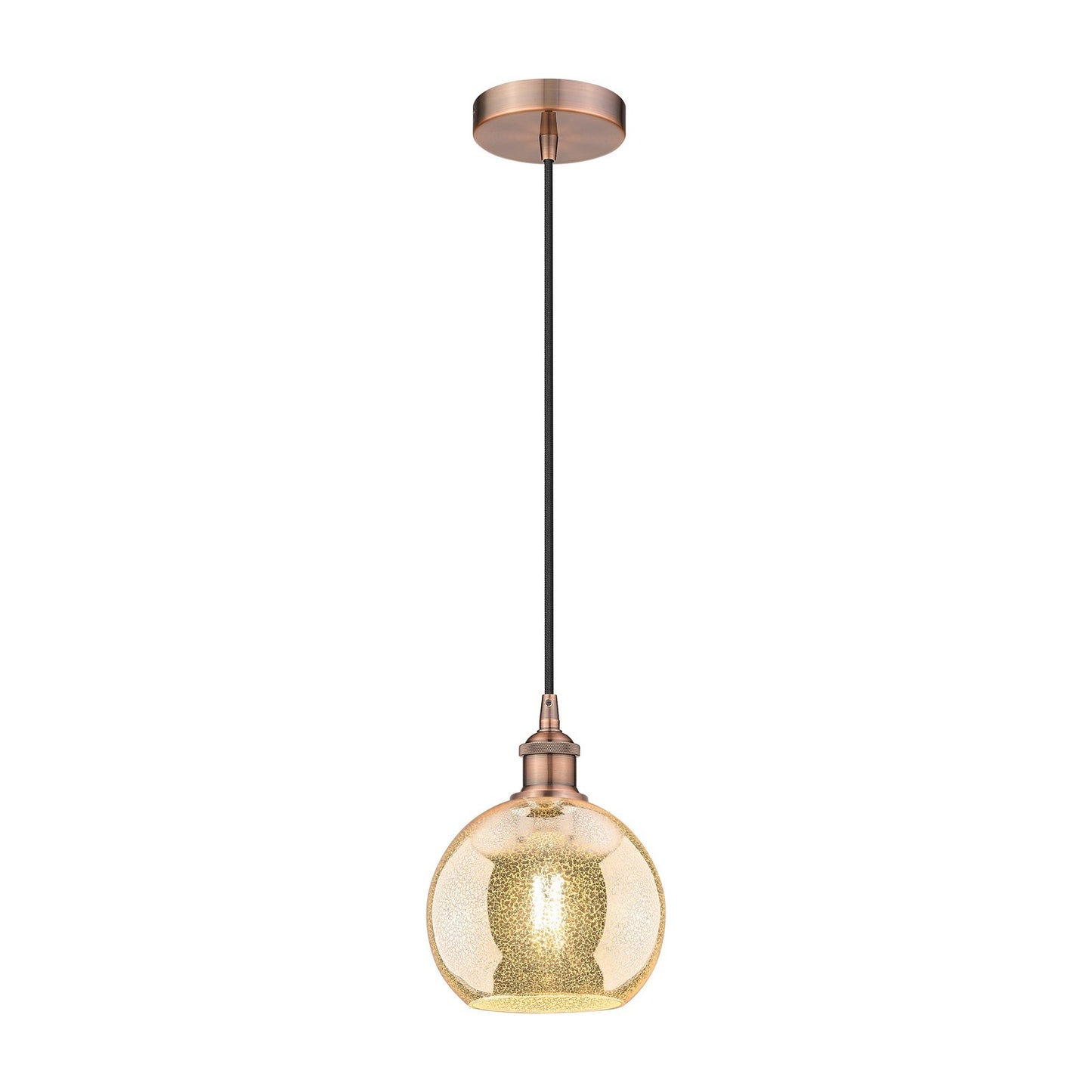 Innovations Athens 8in 1-Light Mini Pendant | Industrial Antique Copper Steel and Mercury Glass | Kitchen Island & Dining Room | Model 616-1P-AC-G128-8