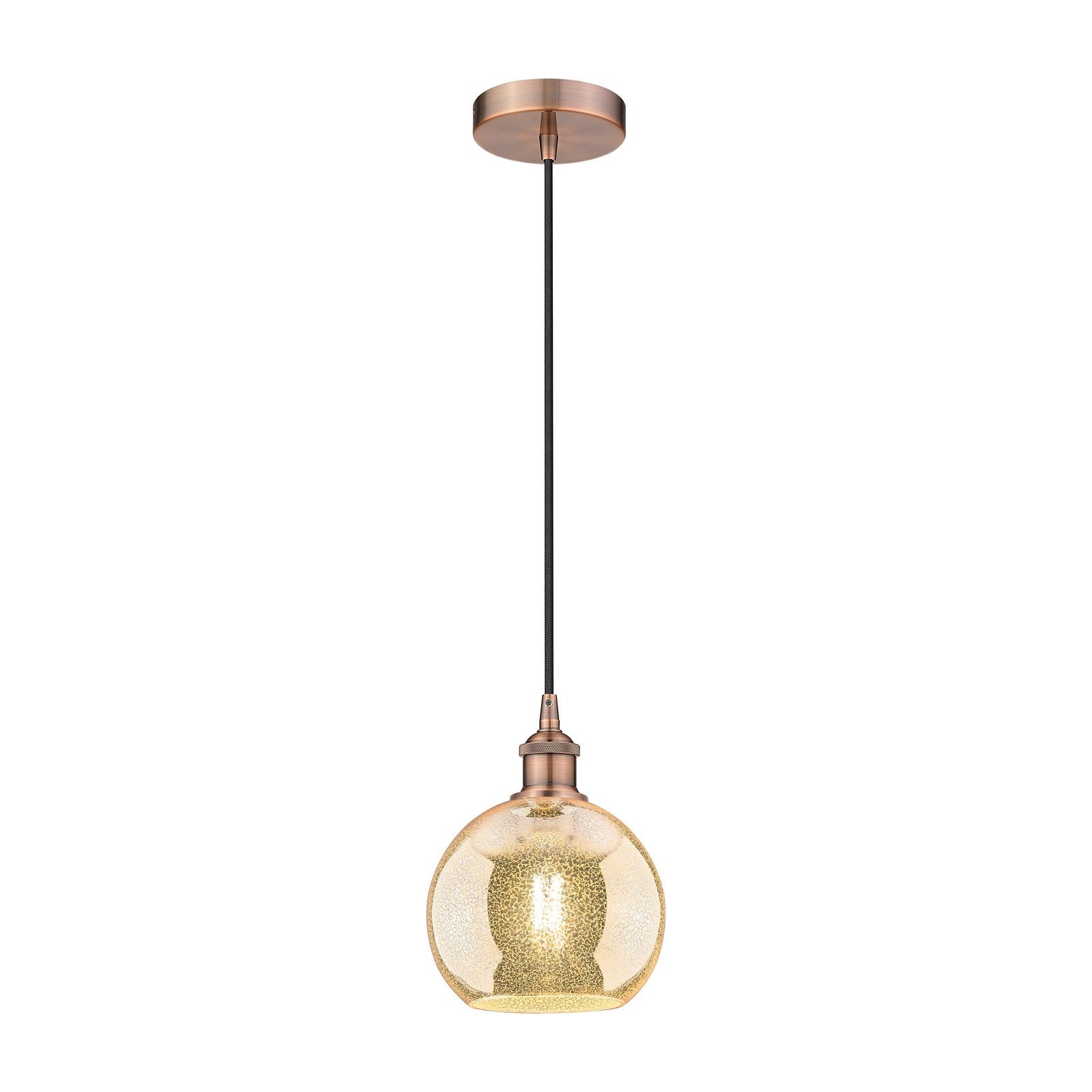 Innovations Athens 8in 1-Light Mini Pendant | Industrial Antique Copper Steel and Mercury Glass | Kitchen Island & Dining Room | Model 616-1P-AC-G128-8