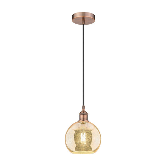 Innovations Athens 8in 1-Light Mini Pendant | Industrial Antique Copper Steel and Mercury Glass | Kitchen Island & Dining Room | Model 616-1P-AC-G128-8