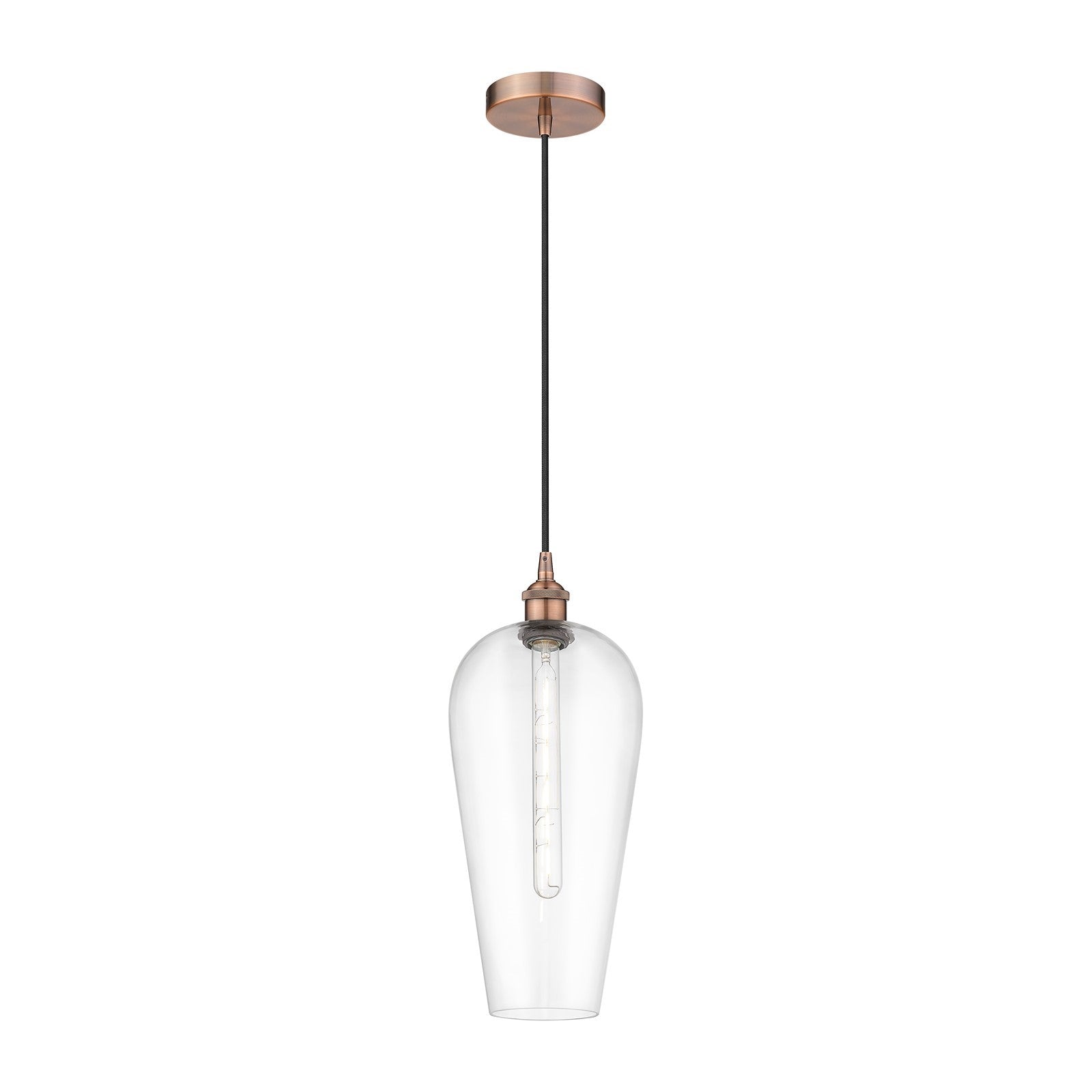 Innovations Chelsea 8in 1-Light Mini Pendant | Industrial Antique Copper Steel and Clear Glass | Kitchen Island & Dining Room | Model 616-1P-AC-G456-8CL