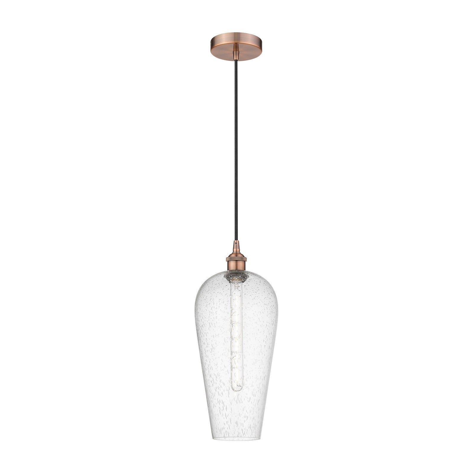 Innovations Chelsea 8in 1-Light Mini Pendant | Industrial Antique Copper Steel and Seedy Glass | Kitchen Island & Dining Room | Model 616-1P-AC-G456-8SDY