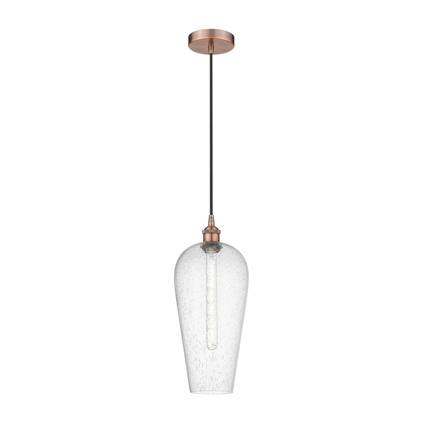 Innovations Chelsea 8in 1-Light Mini Pendant | Industrial Antique Copper Steel and Seedy Glass | Kitchen Island & Dining Room | Model 616-1P-AC-G456-8SDY