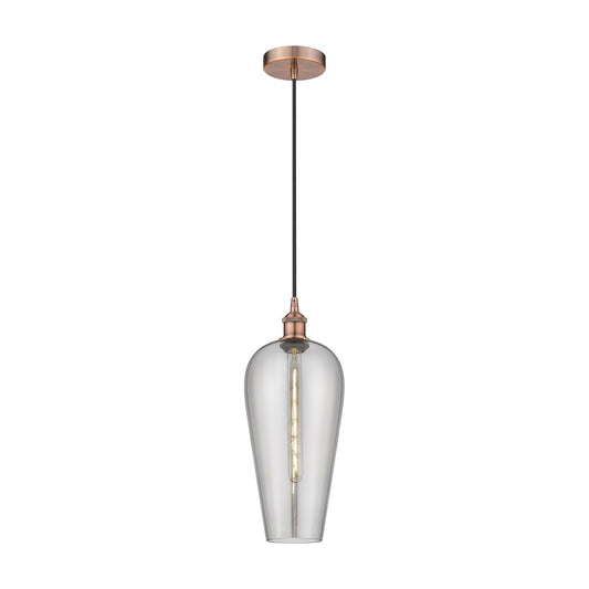 Innovations Chelsea 8in 1-Light Mini Pendant | Industrial Antique Copper Steel and Light Smoke Glass | Kitchen Island & Dining | Model 616-1P-AC-G456-8SM