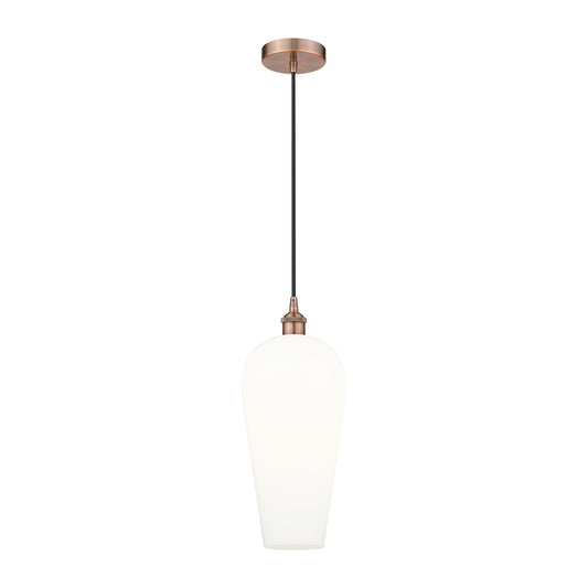 Innovations Chelsea 8in 1-Light Mini Pendant | Industrial Antique Copper and White Glass | Kitchen Island & Dining Room | 8 x 8 | Model 616-1P-AC-G456-8WH