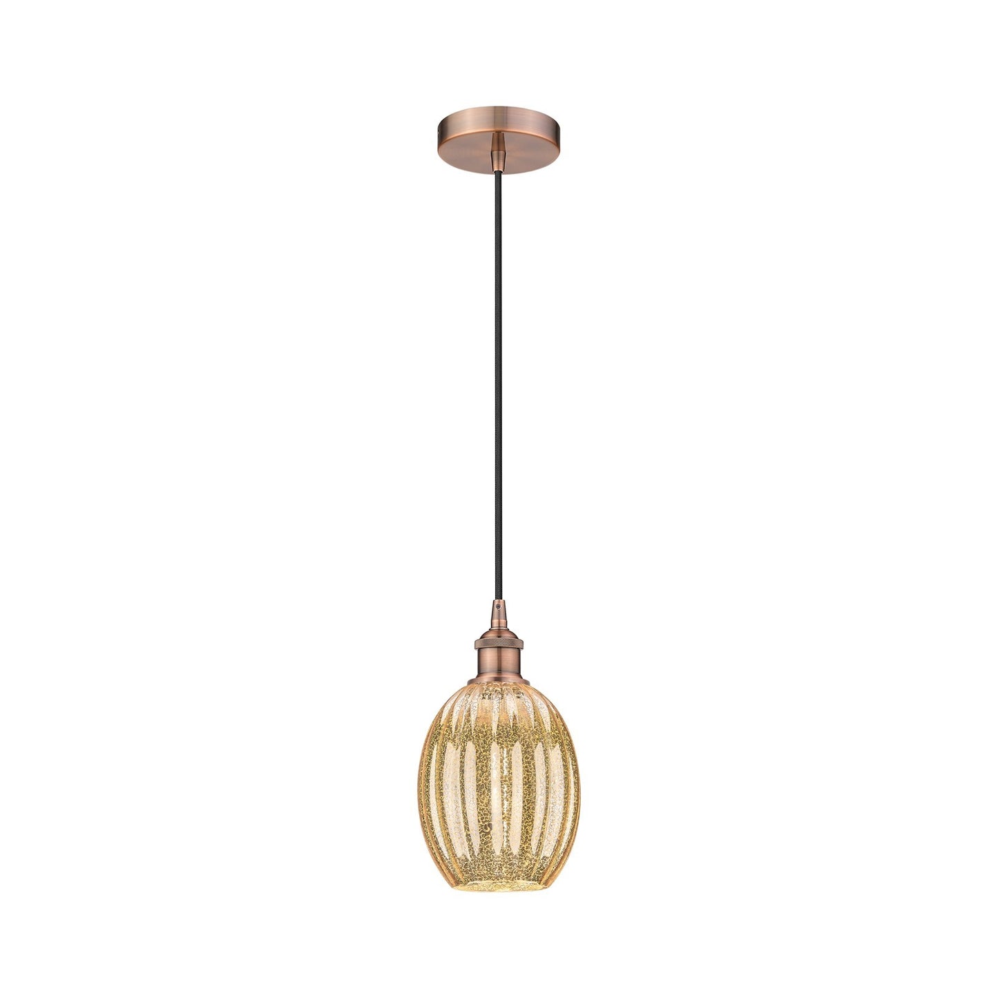 Innovations Preston Bulb 6.25in 1-Light Mini Pendant | Industrial Antique Copper Steel and Mercury Glass | Kitchen Island & | Model 616-1P-AC-G459-6ME