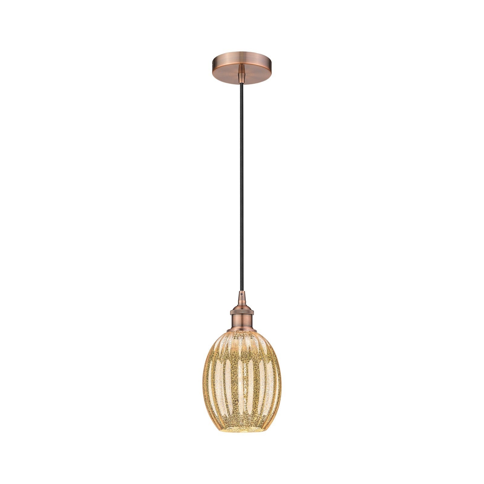Innovations Preston Bulb 6.25in 1-Light Mini Pendant | Industrial Antique Copper Steel and Mercury Glass | Kitchen Island & | Model 616-1P-AC-G459-6ME