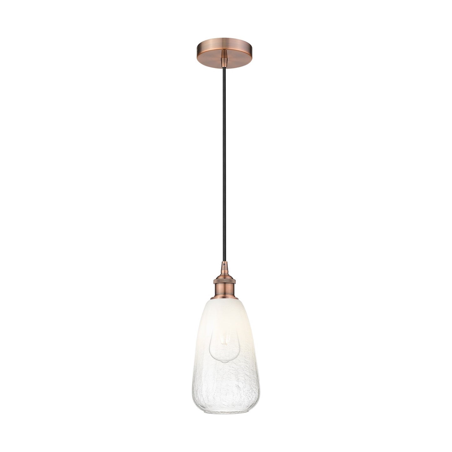 Innovations Brookhaven Almond 6in 1-Light Mini Pendant | Industrial Antique Copper Steel and Opal Glass | Kitchen Island | 6 x | Model 616-1P-AC-G480-6OP