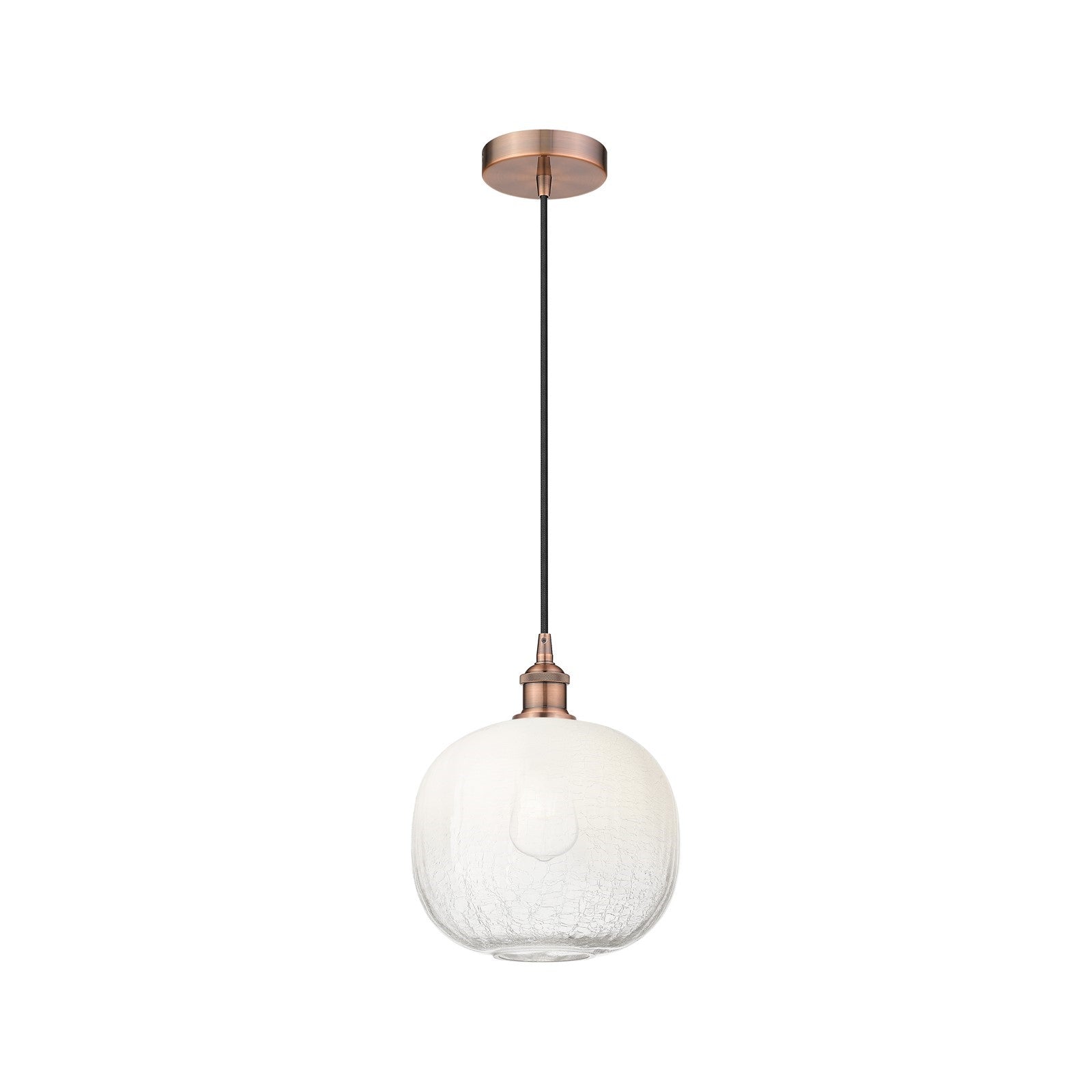 Innovations Brookhaven Sphere 11in 1-Light Mini Pendant | Industrial Antique Copper Steel and Cast Brass Opal Glass | Kitchen | Model 616-1P-AC-G481-10OP