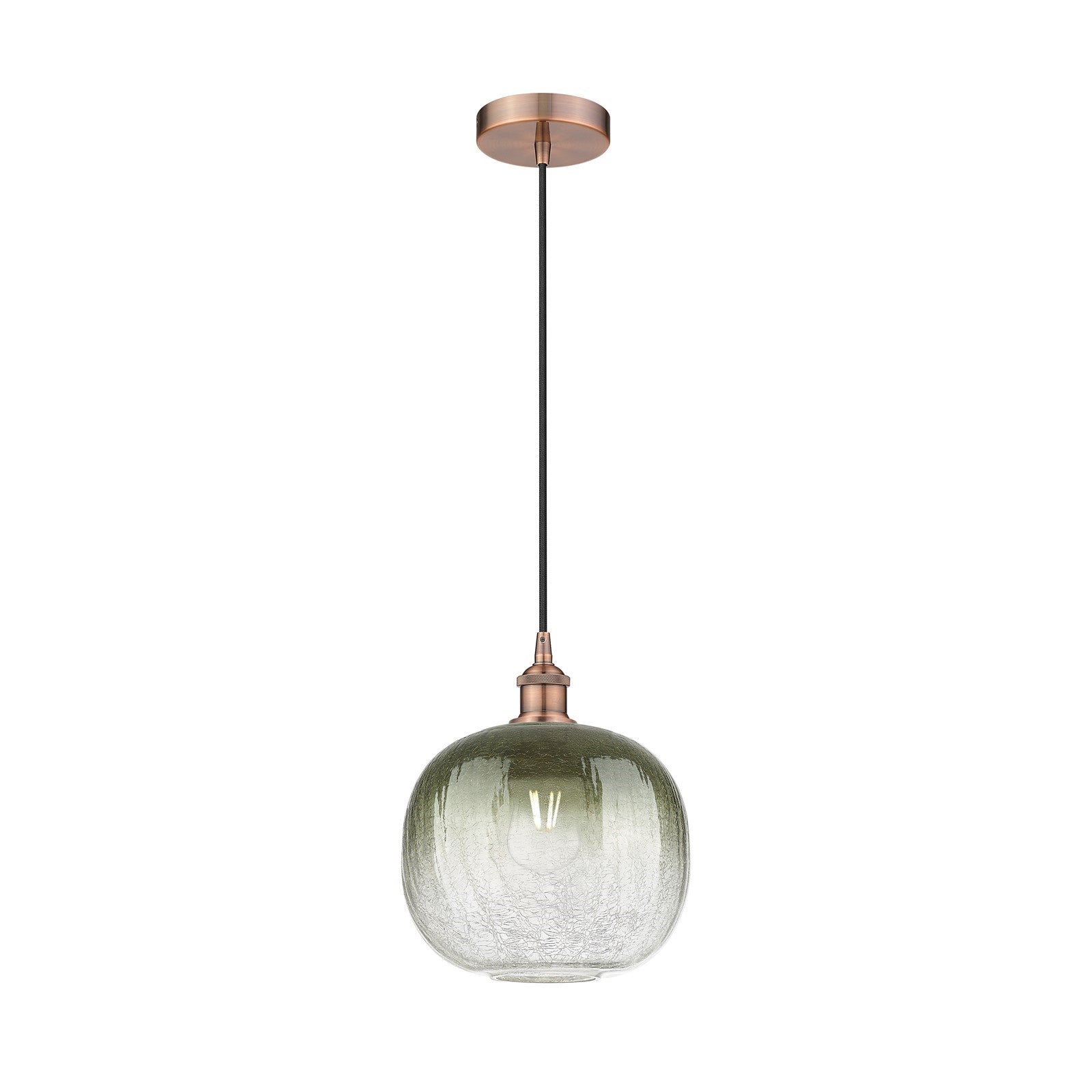 Innovations Brookhaven Sphere 10.5in 1-Light Mini Pendant | Industrial Antique Copper Steel and Slate Glass | Kitchen Island & | Model 616-1P-AC-G481-10SL