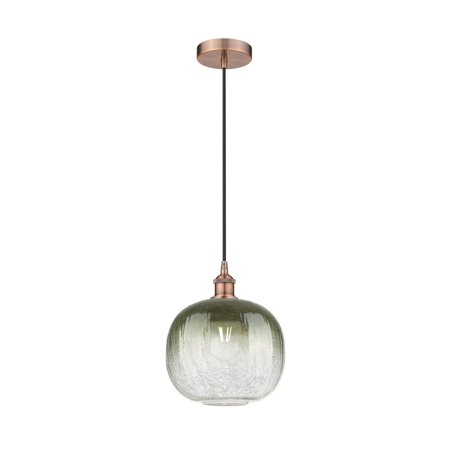 Innovations Brookhaven Sphere 10.5in 1-Light Mini Pendant | Industrial Antique Copper Steel and Slate Glass | Kitchen Island & | Model 616-1P-AC-G481-10SL