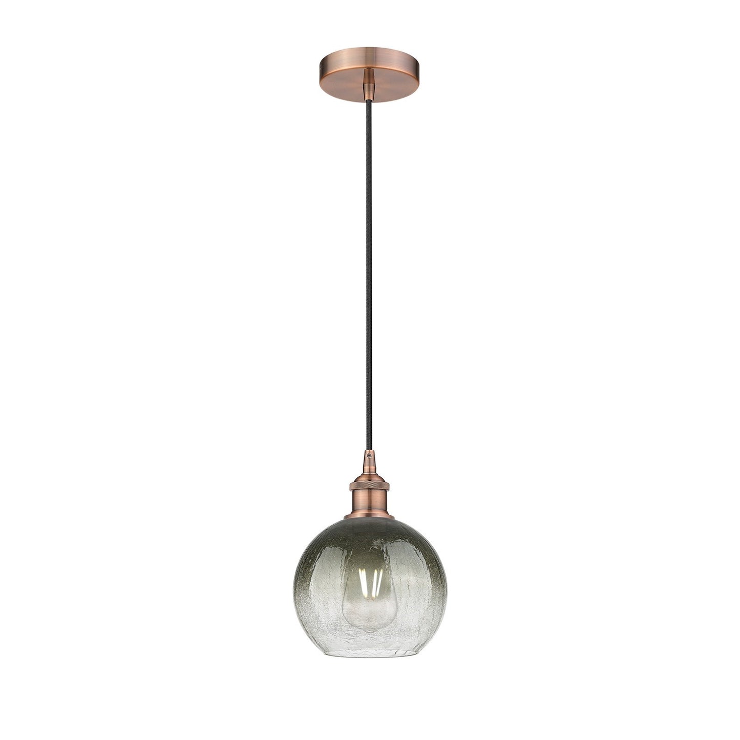Innovations Brookhaven Globe 8in 1-Light Mini Pendant | Industrial Antique Copper Steel and Slate Glass | Kitchen Island & | Model 616-1P-AC-G483-8SL