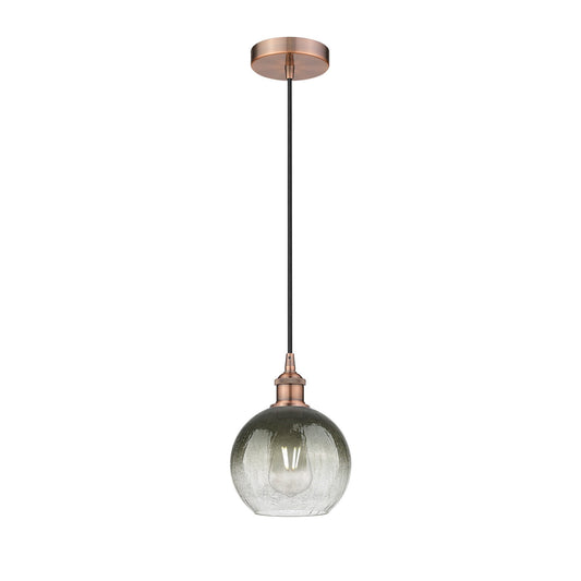 Innovations Brookhaven Globe 8in 1-Light Mini Pendant | Industrial Antique Copper Steel and Slate Glass | Kitchen Island & | Model 616-1P-AC-G483-8SL