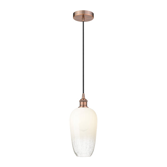 Innovations Brookhaven Flute 7in 1-Light Mini Pendant | Industrial Antique Copper Steel and Opal Glass | Kitchen Island | 7 x 7 | Model 616-1P-AC-G484-7OP