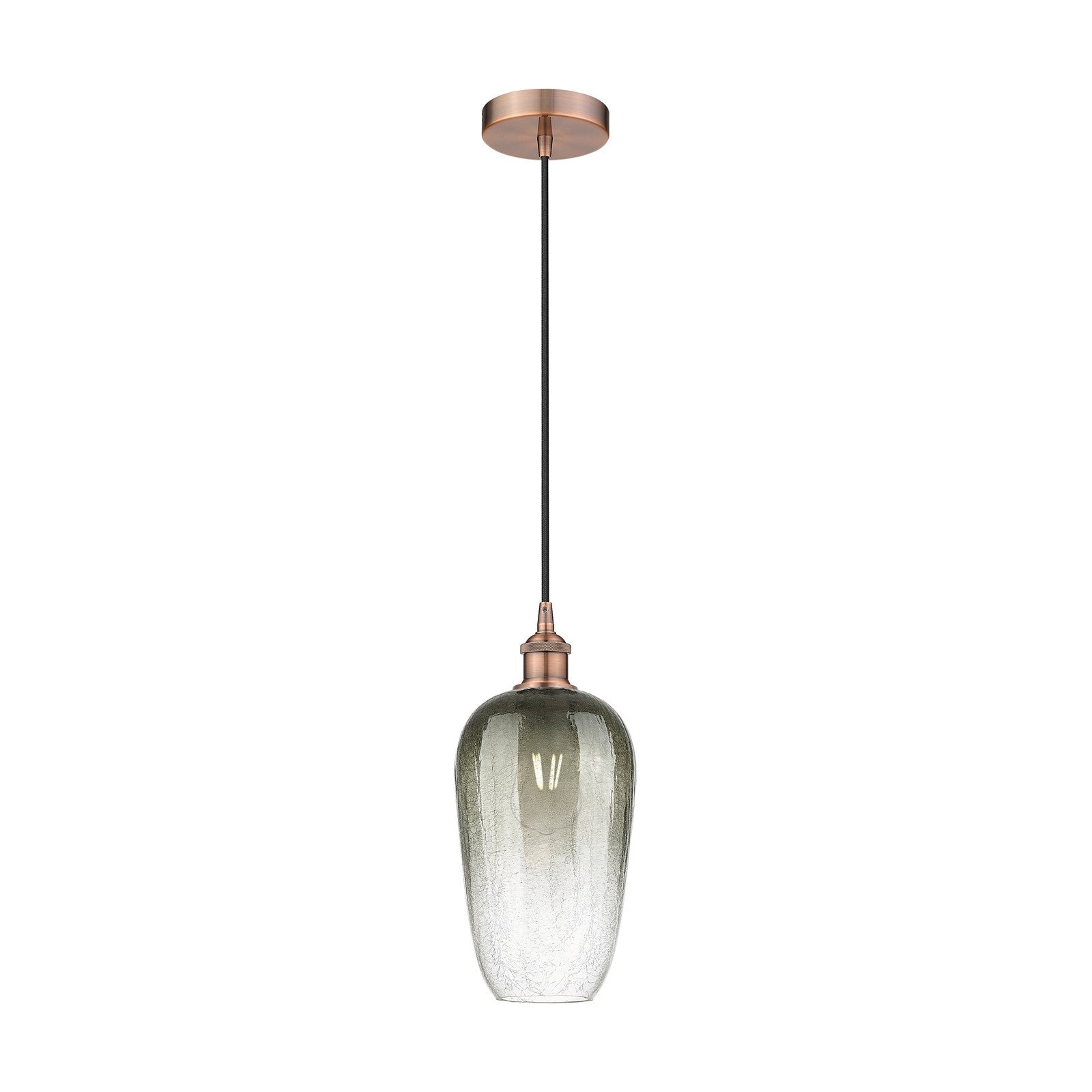 Innovations Brookhaven Flute 7in 1-Light Mini Pendant | Industrial Antique Copper Steel and Slate Glass | Kitchen Island | 7 x | Model 616-1P-AC-G484-7SL