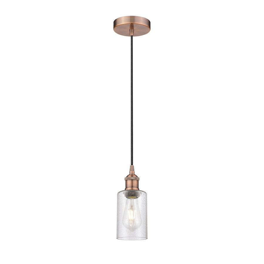 Innovations Clymer 1Lt 4" Cord Hung Mini Pendant, Copper/Seedy