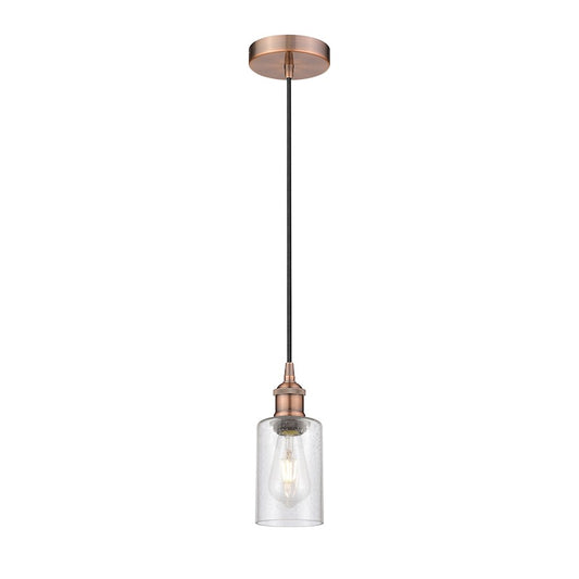 Innovations Clymer 1Lt 4" Cord Hung Mini Pendant, Copper/Seedy