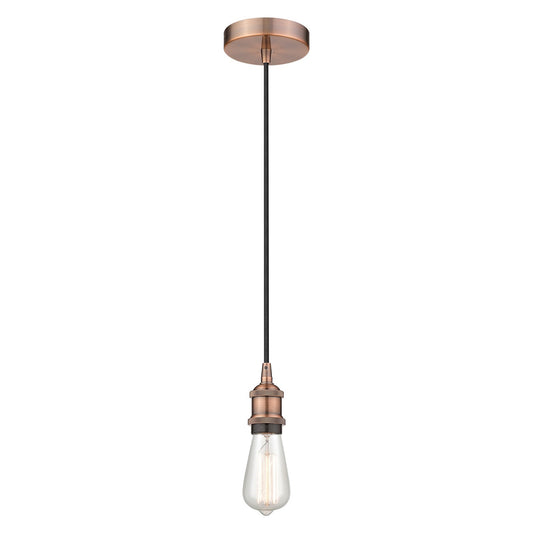 Innovations Lighting Edison 1-Light Mini Pendant | Industrial Antique Copper Steel and Bare Bulb | Kitchen Island & Dining Room | Model 616-1P-AC-LED