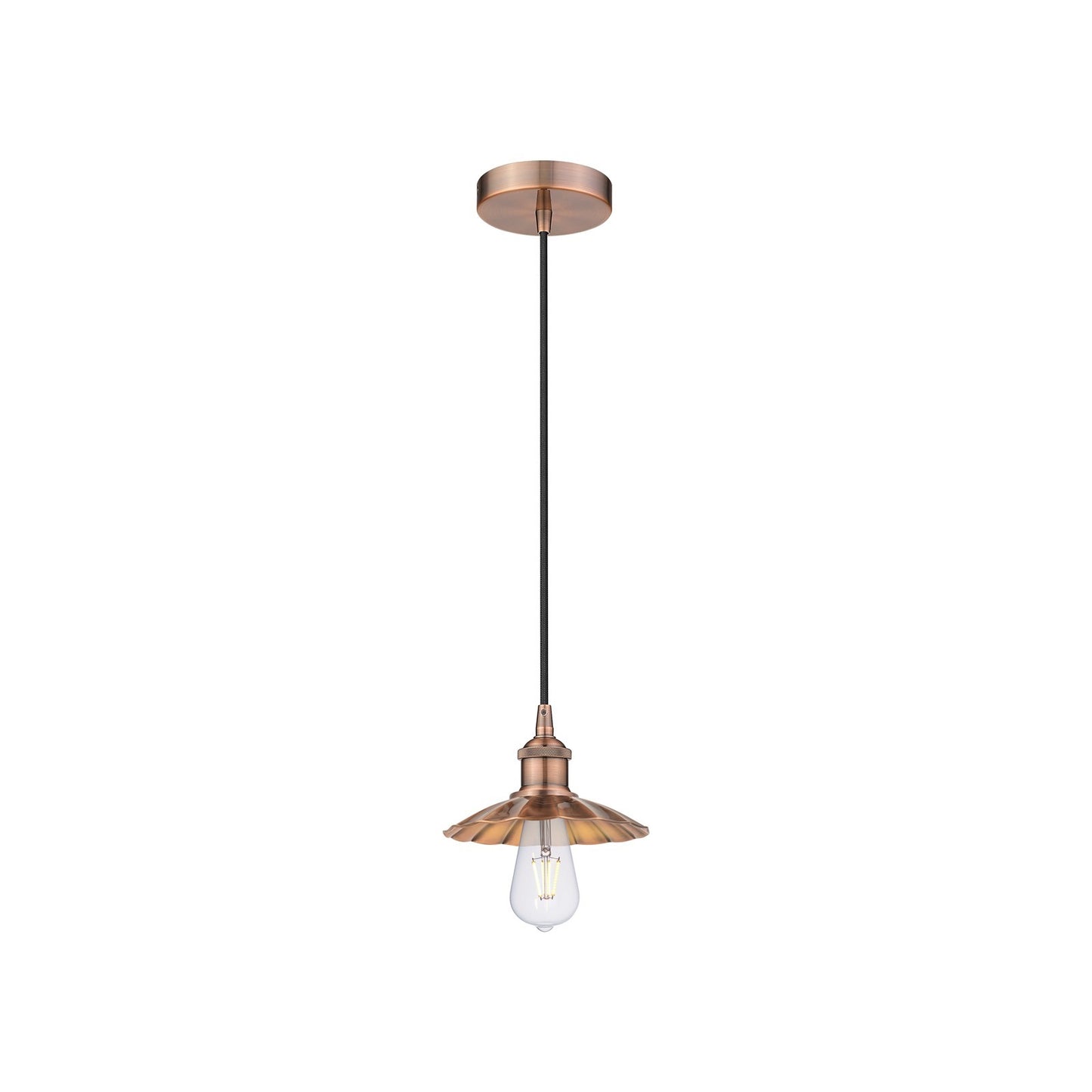 Innovations Scallop 8in 1-Light Mini Pendant | Traditional Industrial Antique Copper Steel and Metal Shade | Kitchen Island & | Model 616-1P-AC-M17-AC
