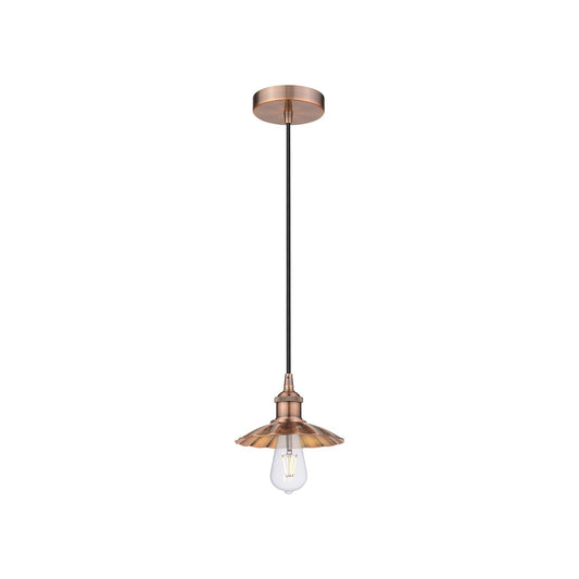 Innovations Scallop 8in 1-Light Mini Pendant | Traditional Industrial Antique Copper Steel and Metal Shade | Kitchen Island & | Model 616-1P-AC-M17-AC