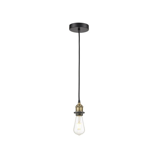 Innovations Edison 5in 1-Light Mini Pendant | Industrial Black Antique Brass Steel | Kitchen Island & Dining Room | 4.75 x 4.75 x 3.25 | Model 616-1P-BAB