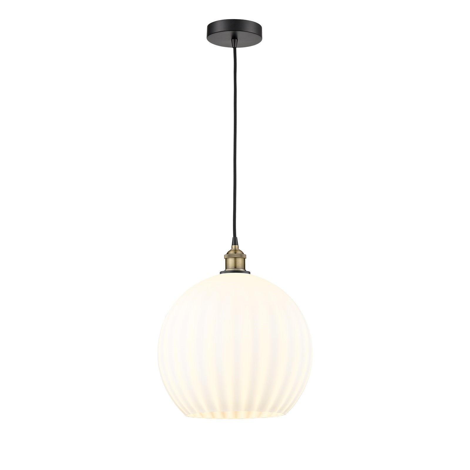 Innovations Lighting White Venetian 14in 1-Light Pendant | Art Nouveau Black Antique Brass Steel and White Venetian Glass | Model 616-1P-BAB-G1217-14WV
