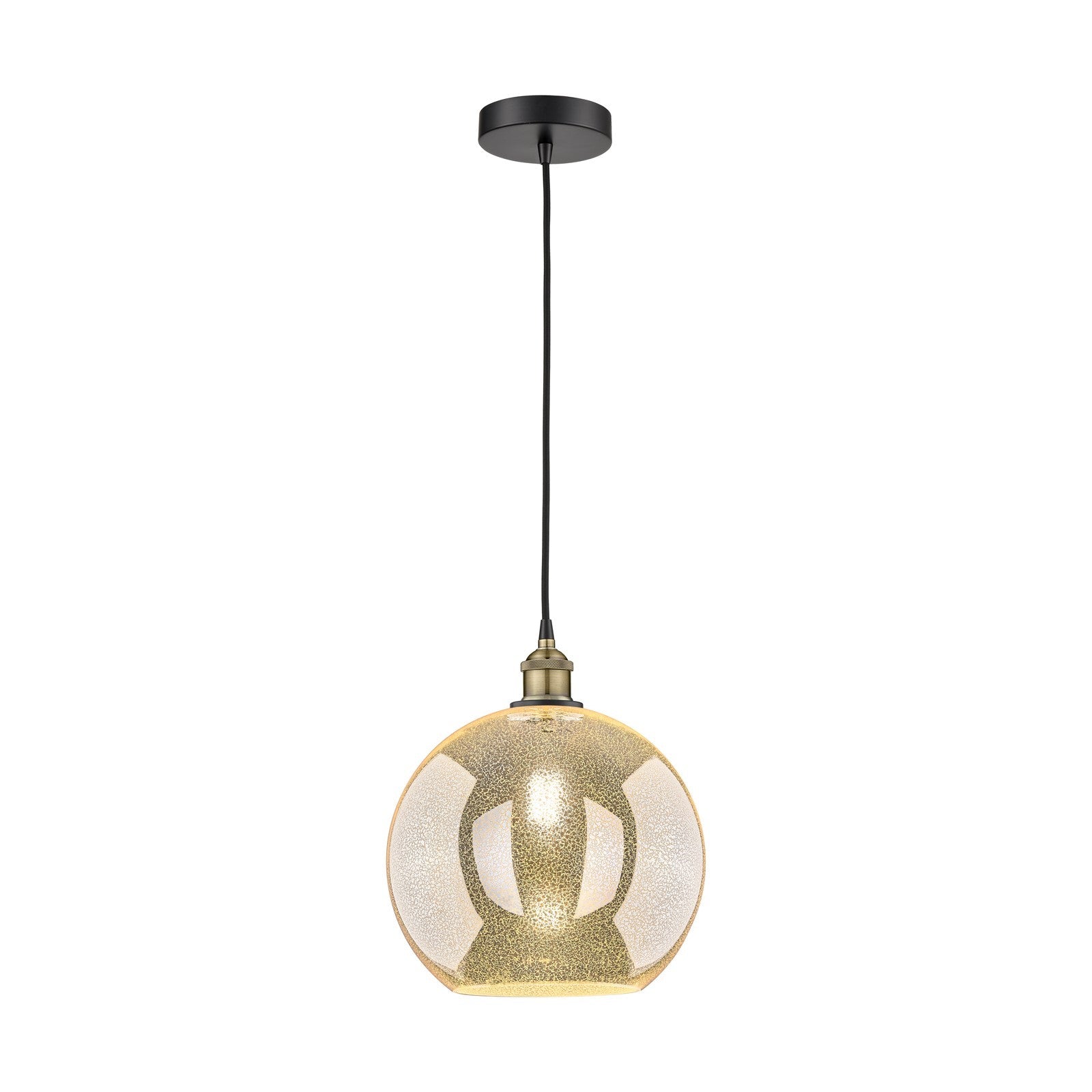 Innovations Athens 12in 1-Light Mini Pendant | Industrial Black Antique Brass and Mercury Glass | Kitchen Island & Dining Room | Model 616-1P-BAB-G128-12