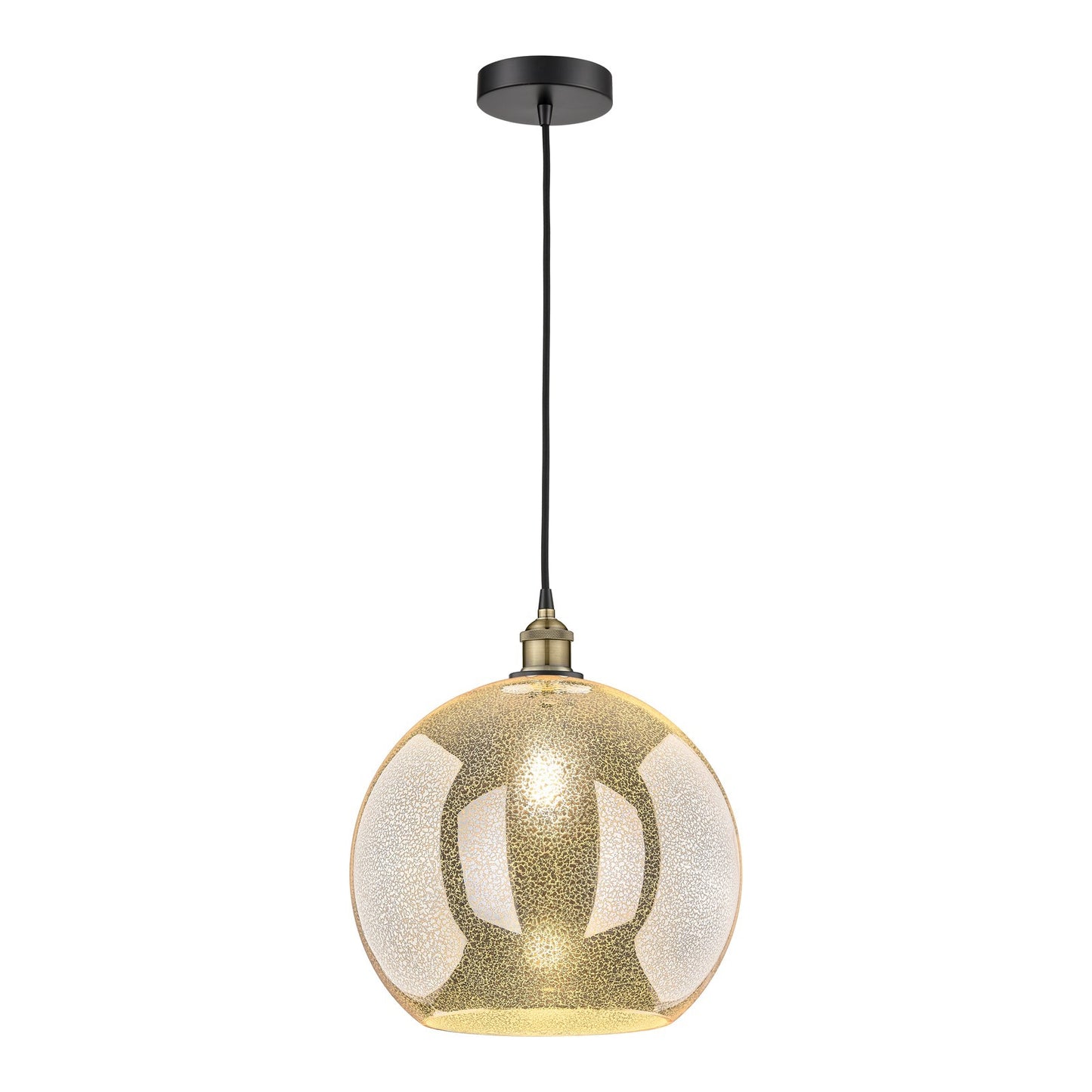 Innovations Athens 14in 1-Light Pendant | Industrial Black Antique Brass and Mercury Glass | Kitchen Island & Dining Room | Model 616-1P-BAB-G128-14