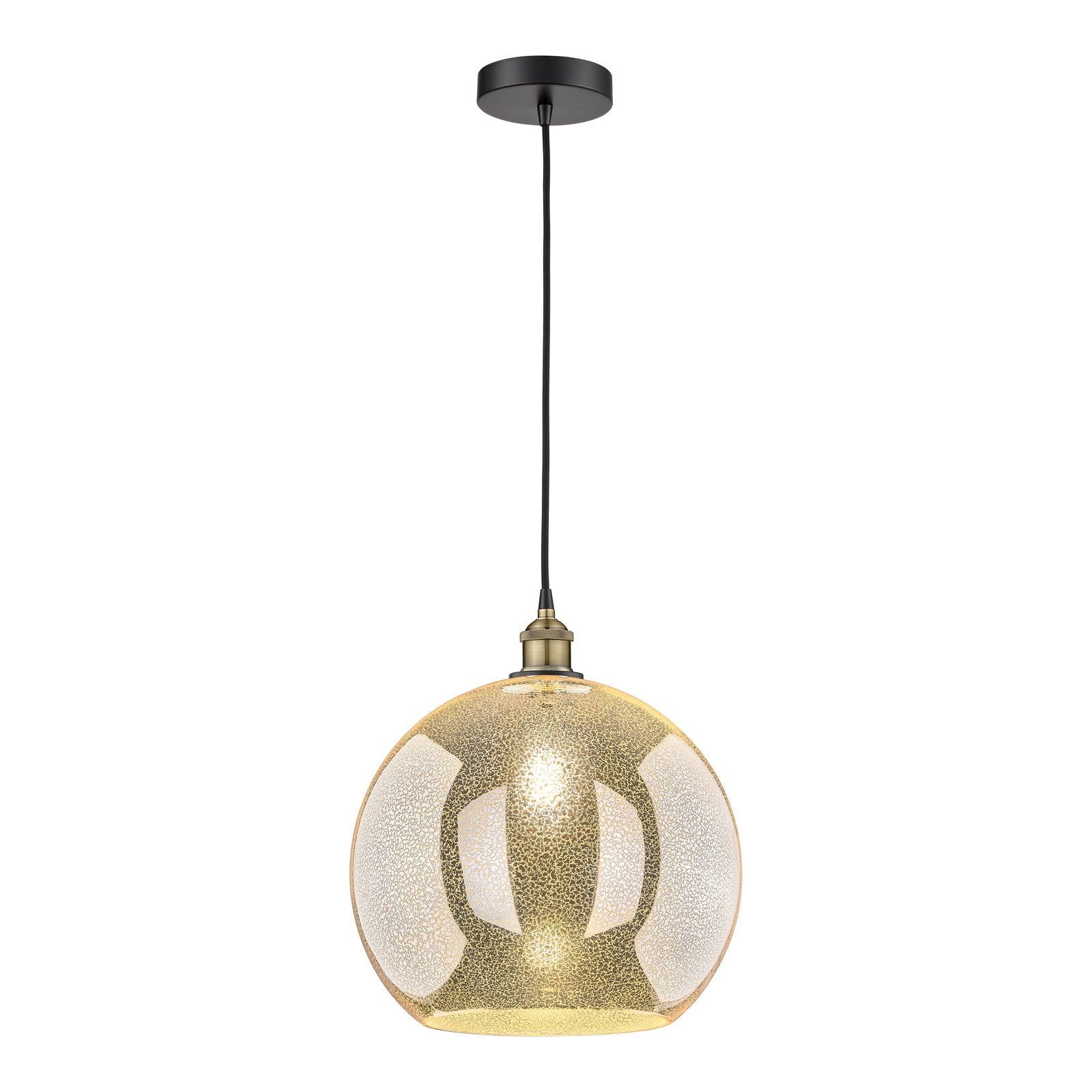 Innovations Athens 14in 1-Light Pendant | Industrial Black Antique Brass and Mercury Glass | Kitchen Island & Dining Room | Model 616-1P-BAB-G128-14