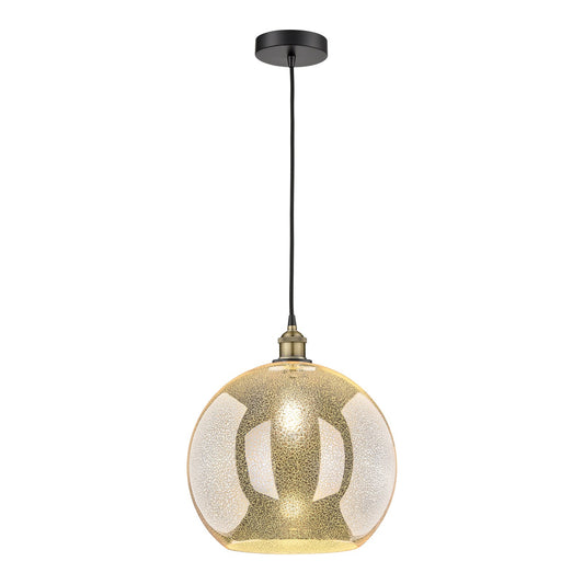 Innovations Athens 14in 1-Light Pendant | Industrial Black Antique Brass and Mercury Glass | Kitchen Island & Dining Room | Model 616-1P-BAB-G128-14