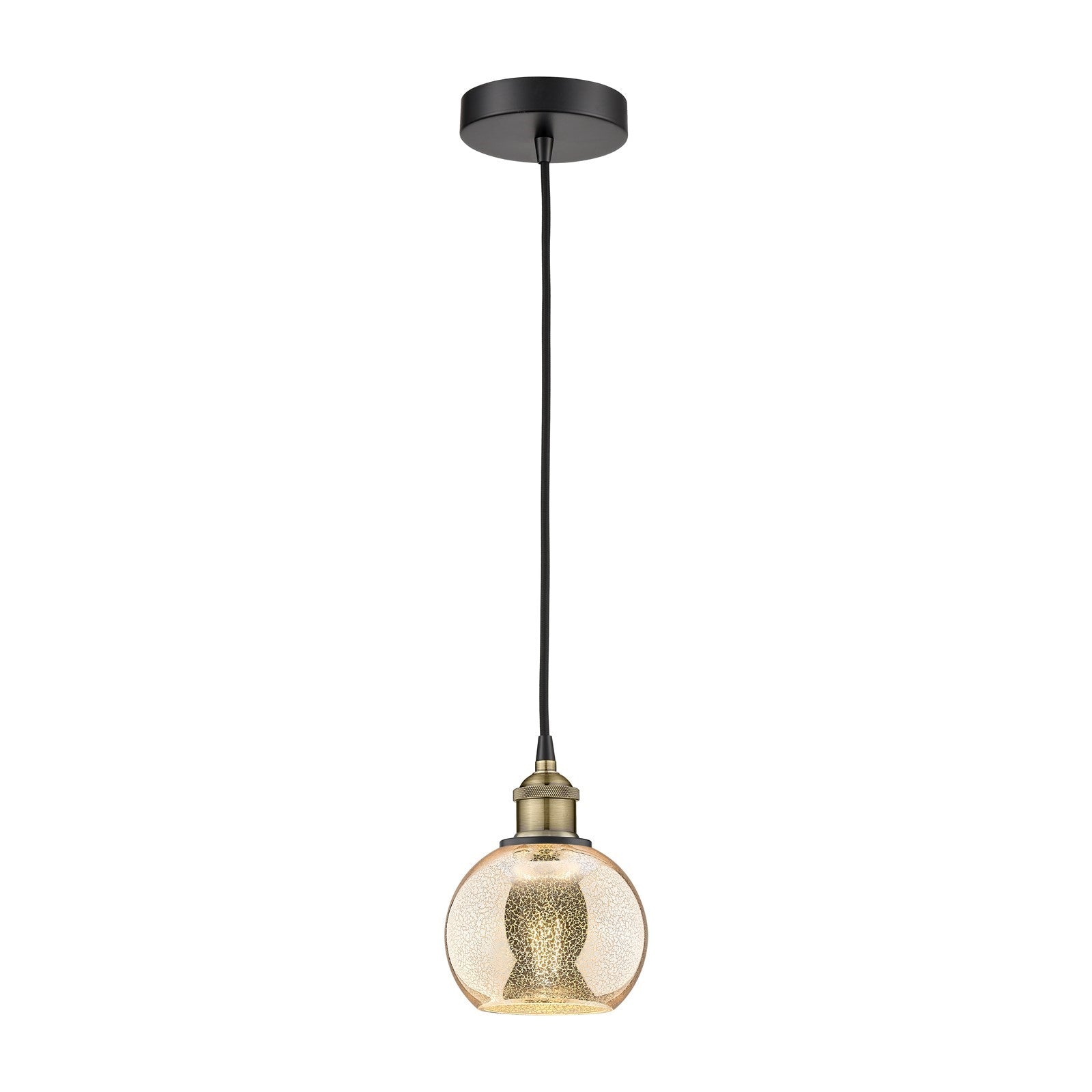 Innovations Athens 6in 1-Light Mini Pendant | Industrial Black Antique Brass and Mercury Glass | Kitchen Island & Dining Room | Model 616-1P-BAB-G128-6