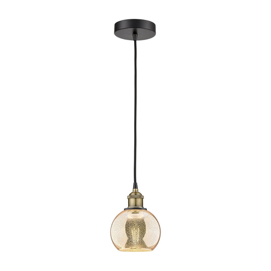 Innovations Athens 6in 1-Light Mini Pendant | Industrial Black Antique Brass and Mercury Glass | Kitchen Island & Dining Room | Model 616-1P-BAB-G128-6