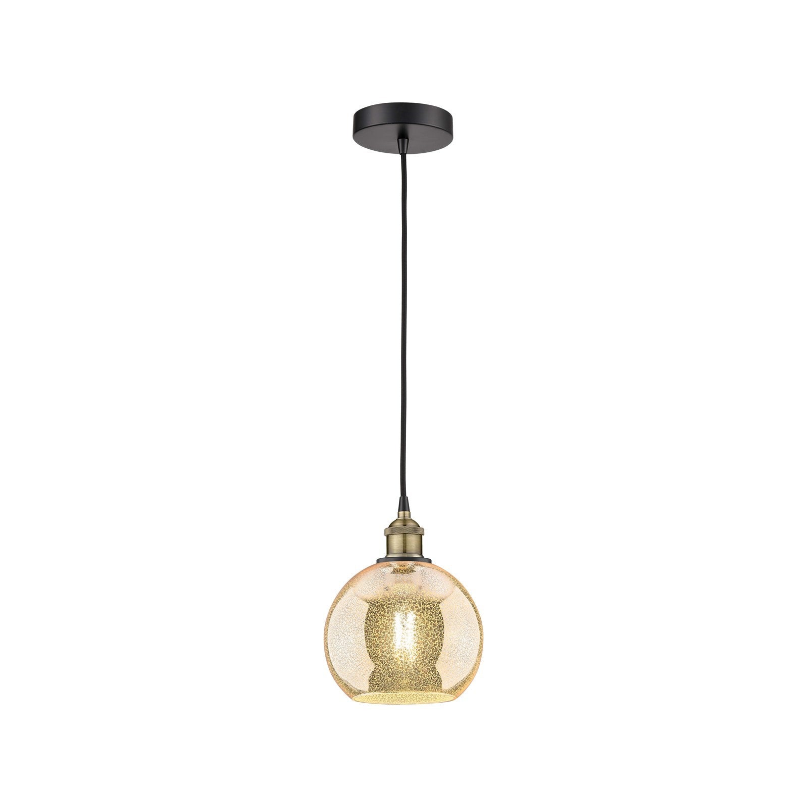 Innovations Athens 8in 1-Light Mini Pendant | Industrial Black Antique Brass and Mercury Glass | Kitchen Island & Dining Room | Model 616-1P-BAB-G128-8