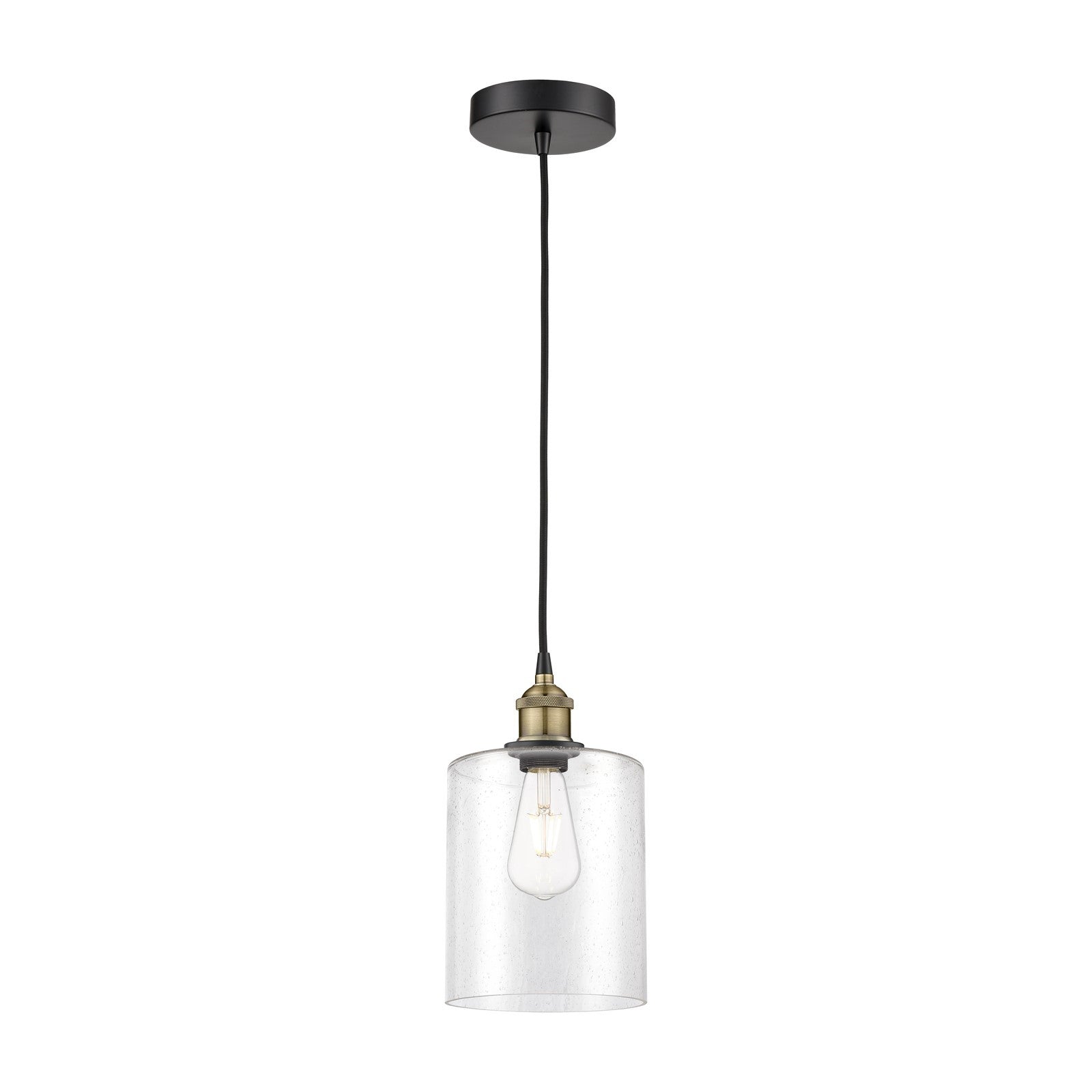 Innovations Paladin 7in 1-Light Mini Pendant | Industrial Black Antique Brass and Seedy Glass | Kitchen Island & Dining Room | Model 616-1P-BAB-G4424-7