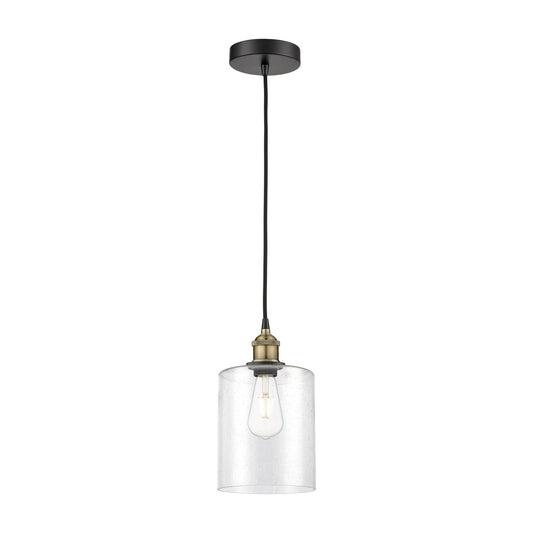 Innovations Paladin 7in 1-Light Mini Pendant | Industrial Black Antique Brass and Seedy Glass | Kitchen Island & Dining Room | Model 616-1P-BAB-G4424-7