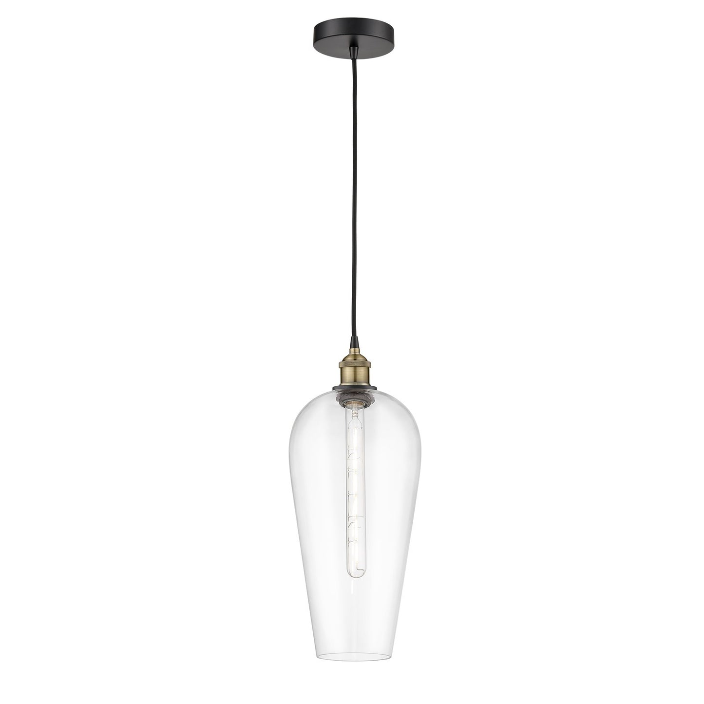Innovations Chelsea 8in 1-Light Mini Pendant | Industrial Black Antique Brass and Clear Glass | Kitchen Island & Dining Room | Model 616-1P-BAB-G456-8CL