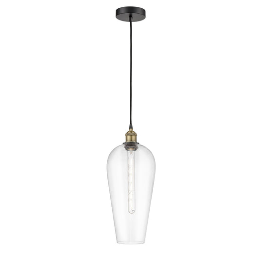 Innovations Chelsea 8in 1-Light Mini Pendant | Industrial Black Antique Brass and Clear Glass | Kitchen Island & Dining Room | Model 616-1P-BAB-G456-8CL