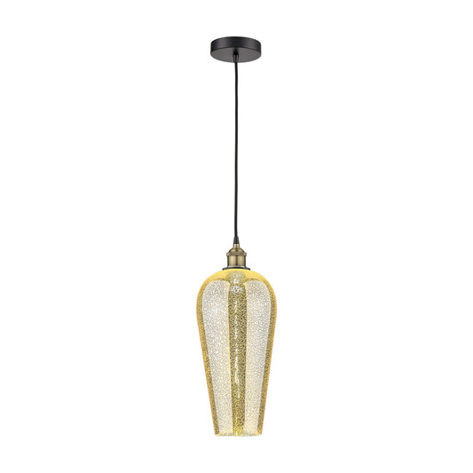 Innovations Chelsea 8in 1-Light Mini Pendant | Industrial Black Antique Brass Steel and Mercury Glass | Kitchen Island & | Model 616-1P-BAB-G456-8ME