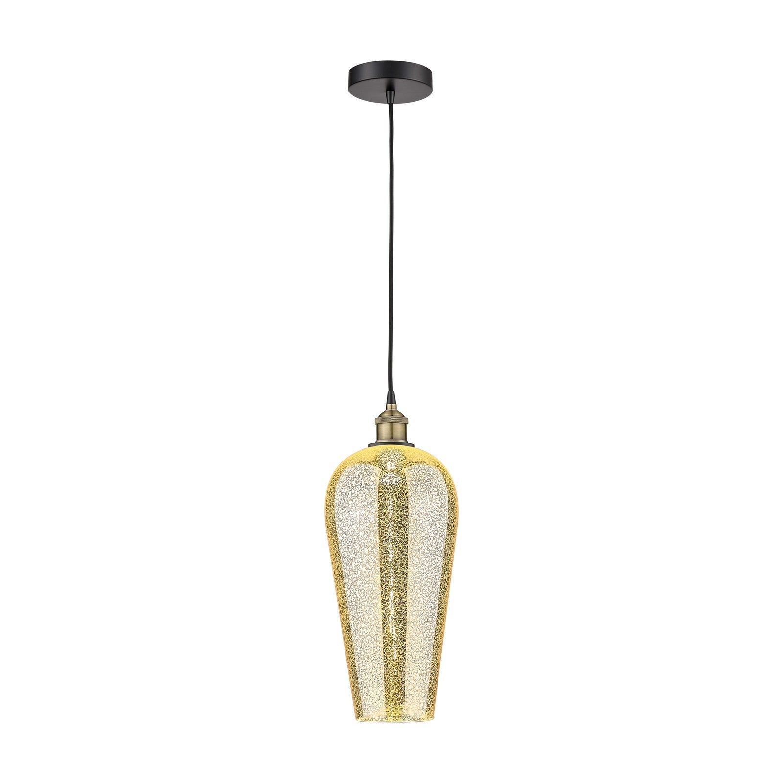 Innovations Chelsea 8in 1-Light Mini Pendant | Industrial Black Antique Brass Steel and Mercury Glass | Kitchen Island & | Model 616-1P-BAB-G456-8ME