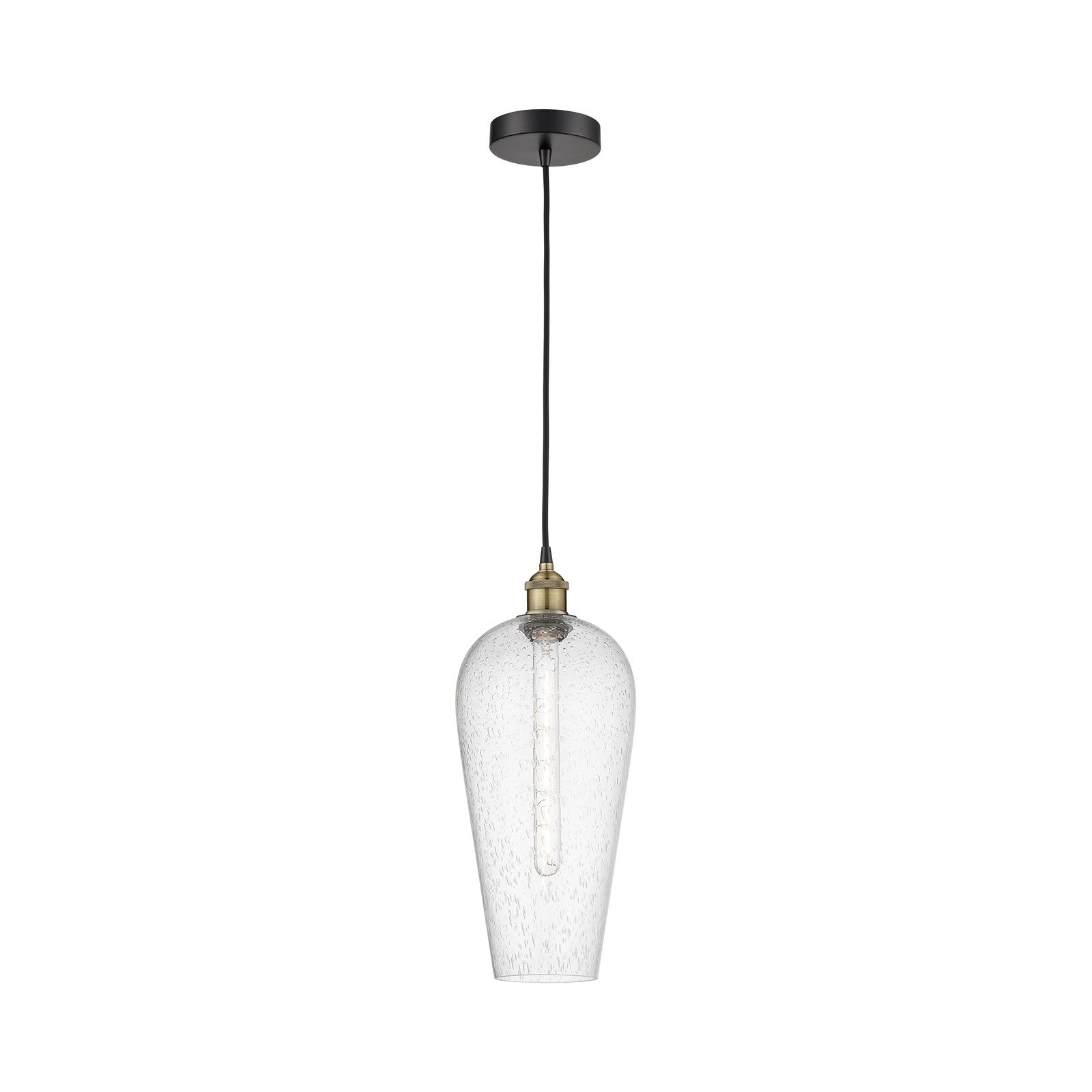 Innovations Chelsea 8in 1-Light Mini Pendant | Industrial Black Antique Brass and Seedy Glass | Kitchen Island & Dining Room | Model 616-1P-BAB-G456-8SDY