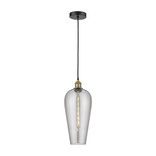 Innovations Chelsea 8in 1-Light Mini Pendant | Industrial Black Antique Brass and Light Smoke Glass | Kitchen Island & Dining | Model 616-1P-BAB-G456-8SM